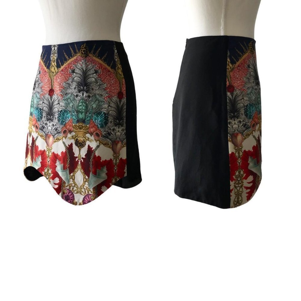 SARA PHILLIPS Australian designer silk print wave skirt size 6 - Picture 3 of 4